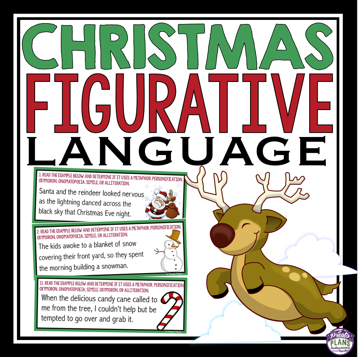 CHRISTMAS FIGURATIVE LANGUAGE TASK CARDS - prestoplanners.com