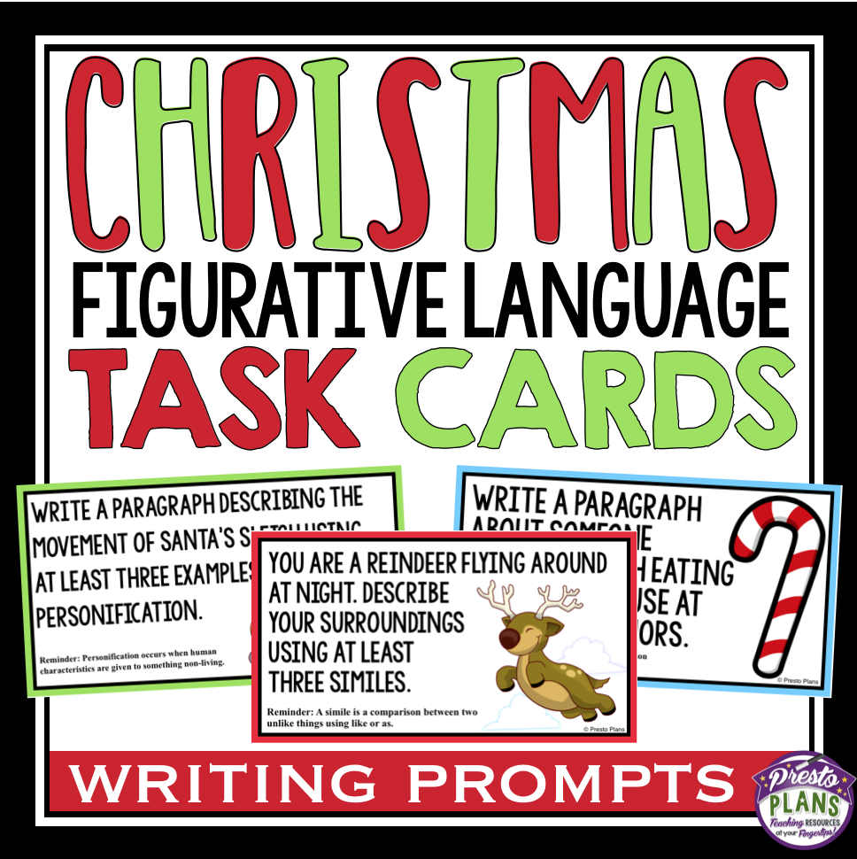 CHRISTMAS FIGURATIVE LANGUAGE WRITING TASK CARDS - prestoplanners.com