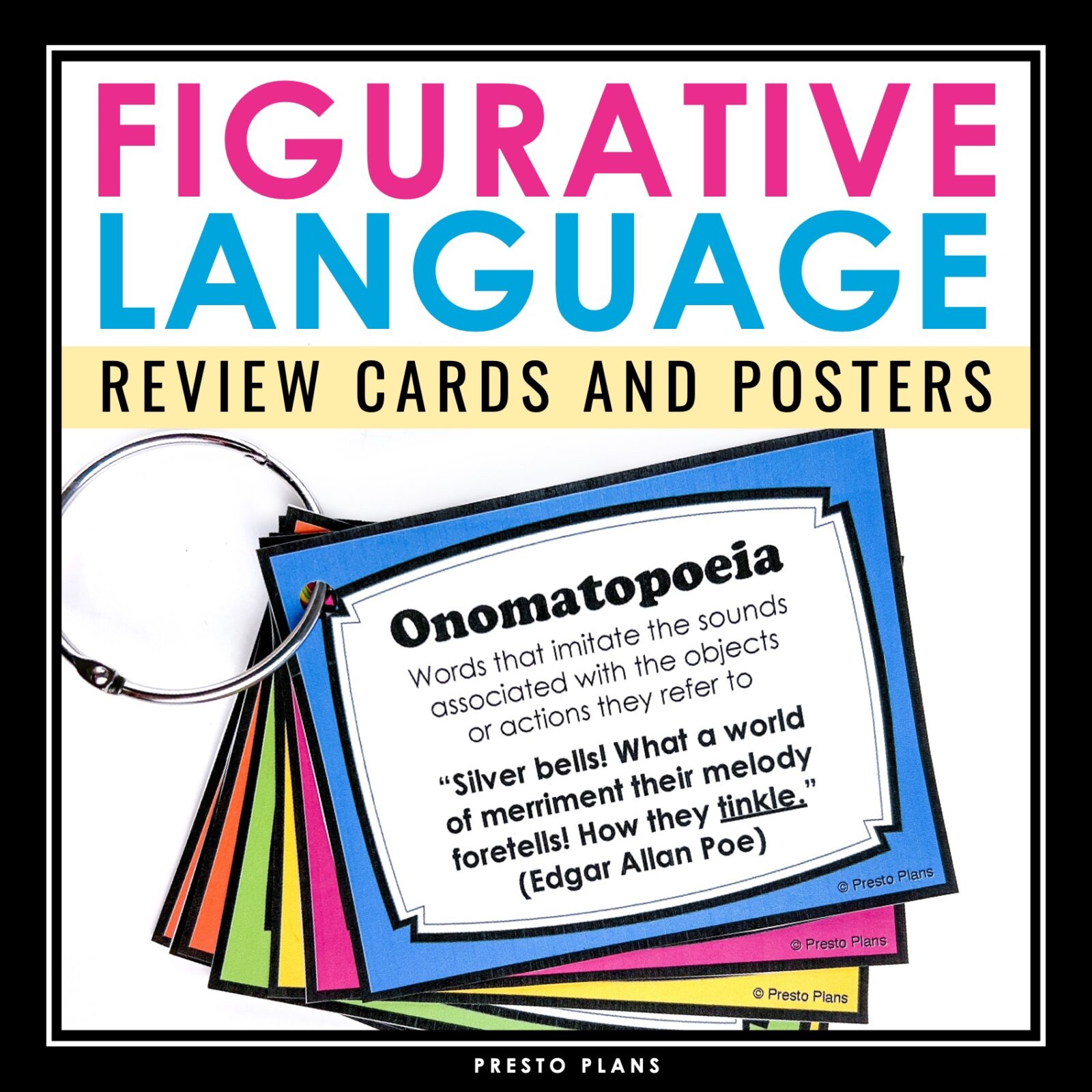 Figurative Language Flashcards and Posters Poetry Terms Study Cards