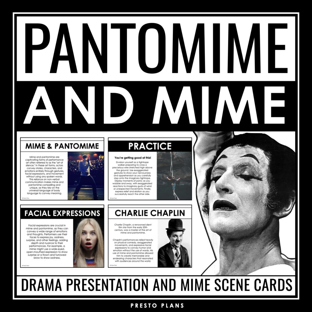 Mime and Pantomime Drama Lesson - Theater Presentation & Scene Starters ...