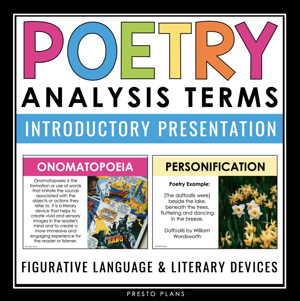 Poetry Terms Figurative Language Introduction Presentation for Literary ...