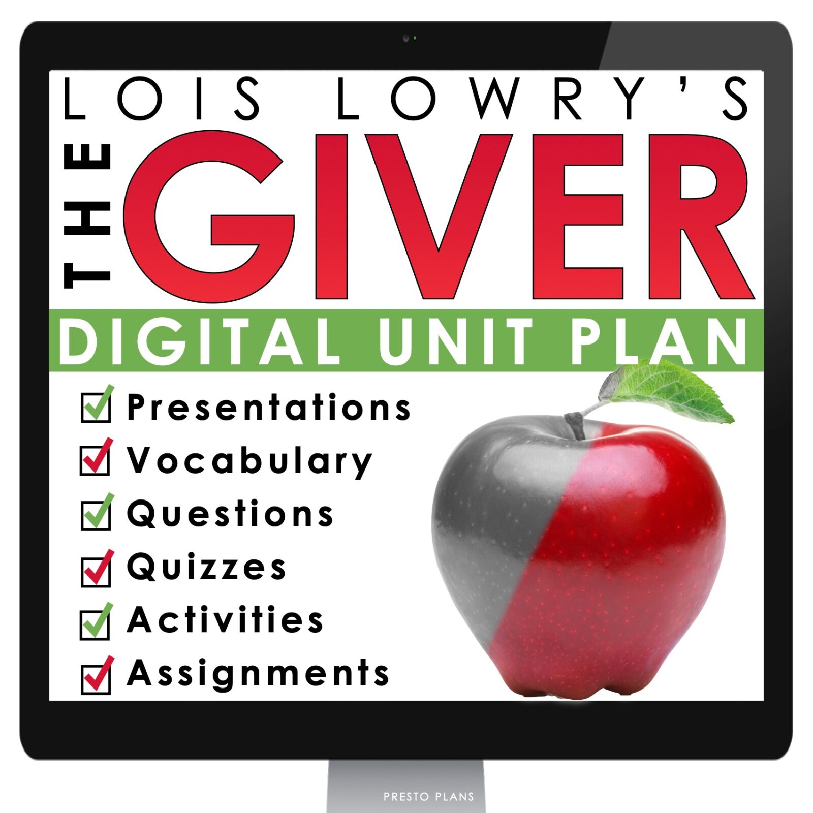 The Giver Unit Plan - Lois Lowry Novel Study Reading Unit - Digital ...