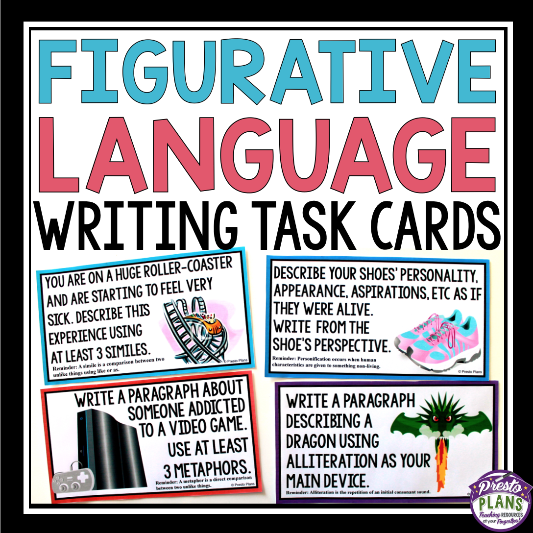 figurative language writing task cards