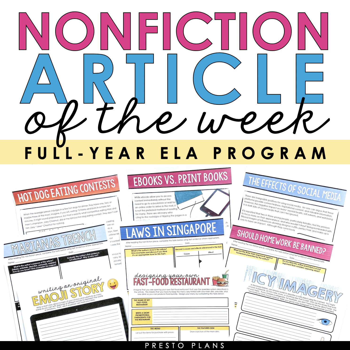 NONFICTION ARTICLE OF THE WEEK FULL YEAR PROGRAM Prestoplanners